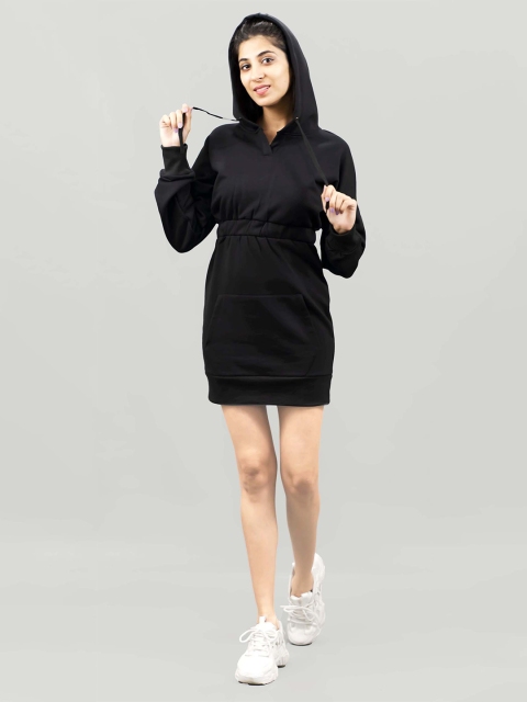 

IMPERATIVE Black Sheath Hooded Dress