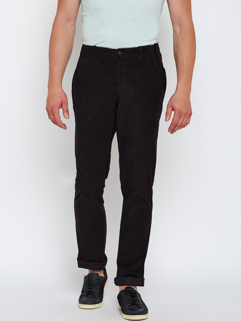 

Blackberrys Men Coffee Brown Sharp Fit Solid Corduroy Trousers