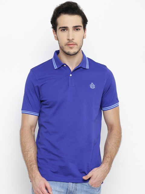 

Blackberrys Men Blue Solid Polo Collar Pure Cotton T-shirt