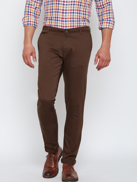 

Blackberrys Men Brown Sharp Fit Solid Casual Trousers