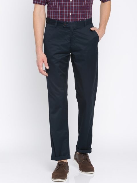 

Blackberrys Men Navy Blue Smart Regular Solid Trousers