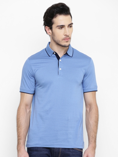 

Blackberrys Men Blue Self-Design Polo Collar T-shirt