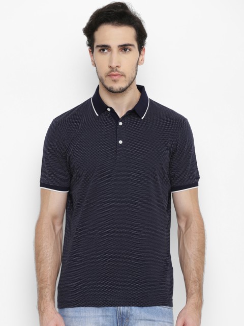 

Blackberrys Men Navy Blue Self-Design Polo Collar T-shirt