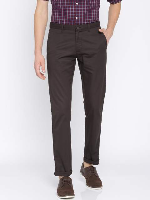 

Blackberrys Men Brown Tapered Fit Solid Regular Trousers