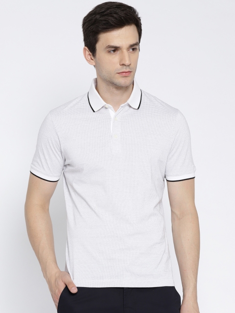 

Blackberrys Men White Self-Design Polo Collar T-shirt