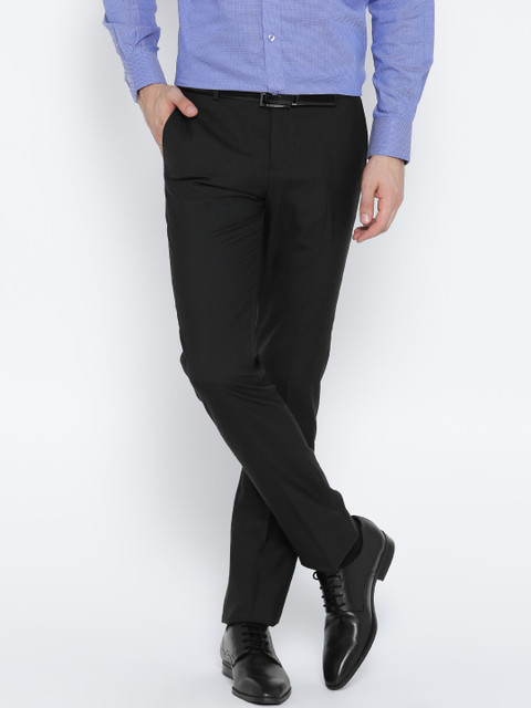 

Blackberrys Men Black Sharp Fit Solid Formal Trousers