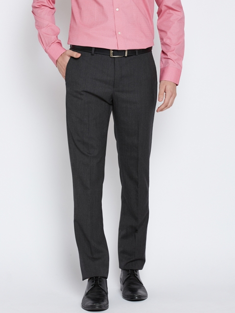 

Blackberrys Men Charcoal Grey Sharp Fit Solid Formal Trousers