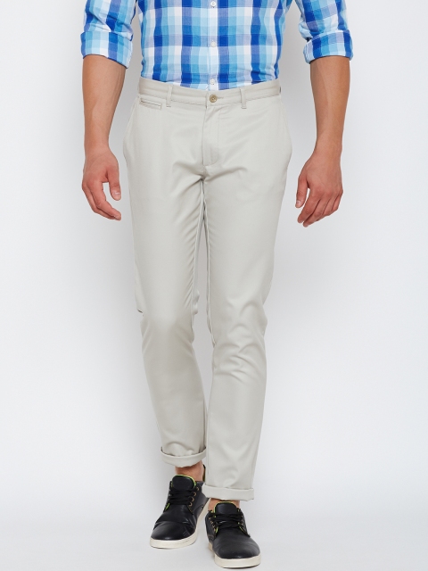 

Blackberrys Men Beige Sharp Fit Solid Casual Trousers