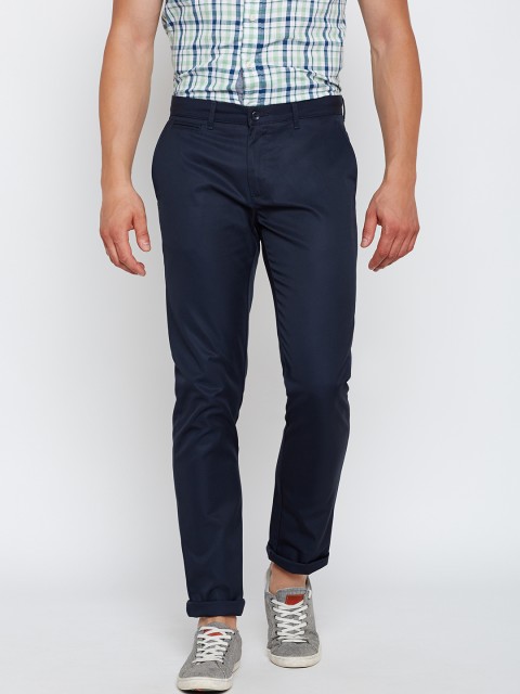 

Blackberrys Men Navy Blue Sharp Fit Solid Casual Trousers