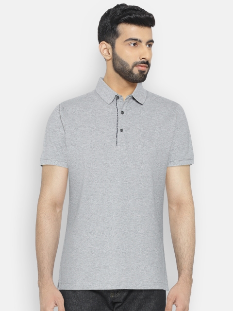 

Blackberrys Men Grey Melange Solid Polo Collar T-shirt