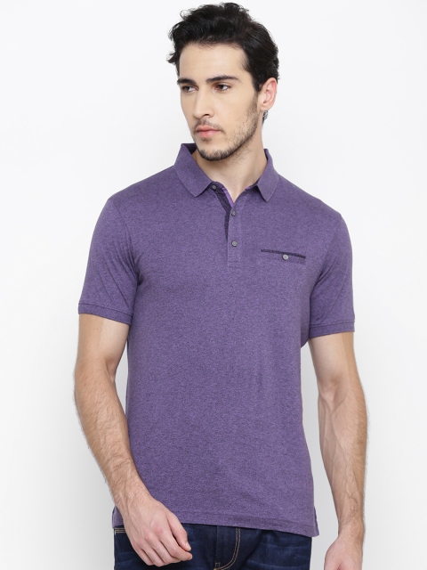 

Blackberrys Men Purple Solid Polo Collar T-shirt