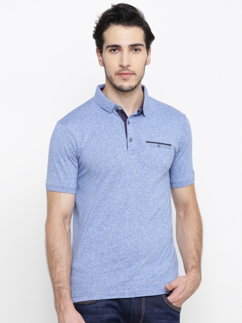 

Blackberrys Men Blue Solid Polo Collar Pure Cotton T-shirt