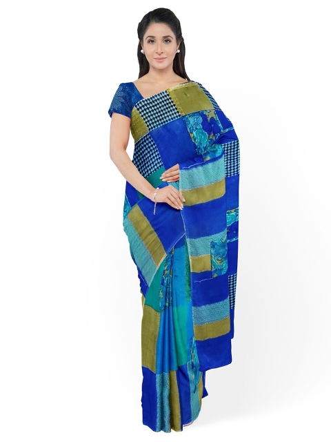 

Silk Bazar Blue & Beige Pure Georgette Dharmavaram Saree