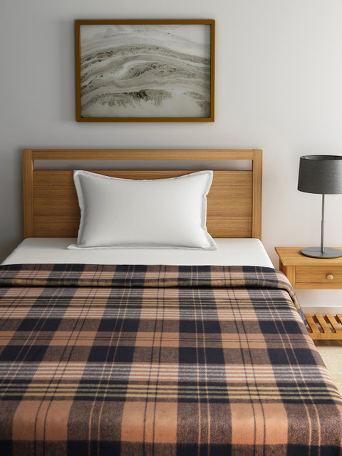 

Raymond Home Brown & Navy Checked Wool Heavy Winters Single Blanket
