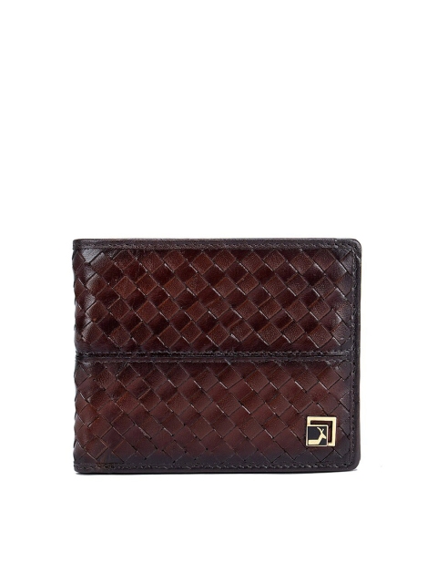 

Da Milano Men Brown Geometric Textured Leather Two Fold Wallet