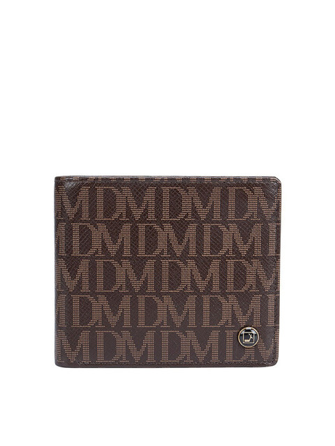 

Da Milano Men Brown & Beige Typography Textured Leather Two Fold Wallet