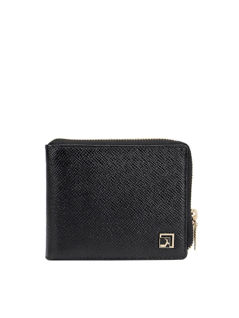 

Da Milano Men Black Textured Leather Two Fold Wallet