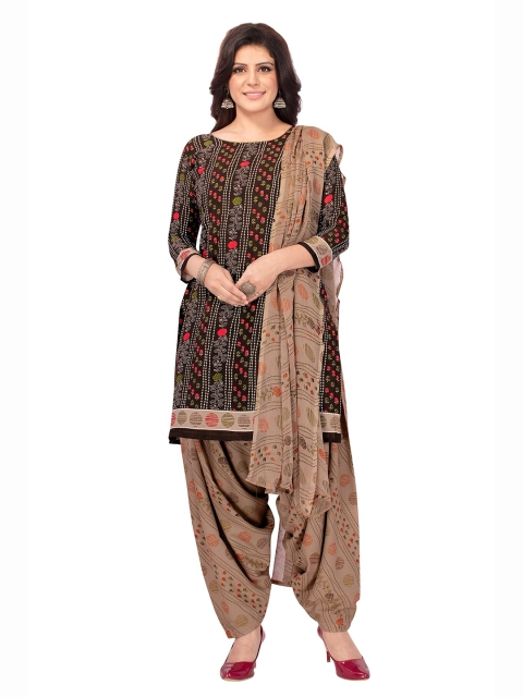 

SALWAR STUDIO Women Brown & Red Printed Unstitched Dress Material