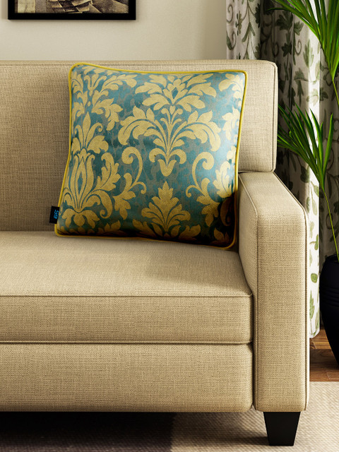 

S9home by Seasons Yellow & Teal Green 16" X 16" Square Cushion Cover
