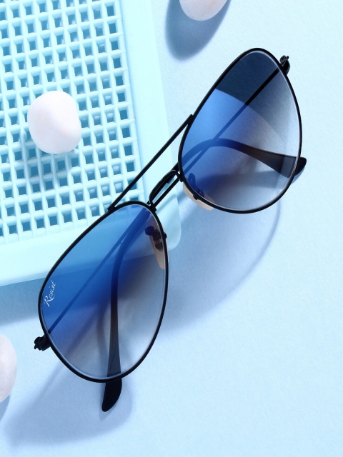 

RESIST EYEWEAR Unisex Blue Lens & Black Aviator Sunglasses with UV Protected Lens