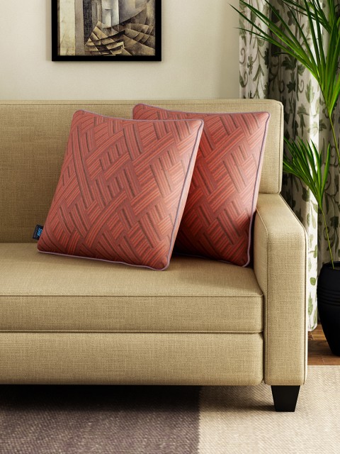 

S9home by Seasons Red Set of 2 Patterned 16'' x 16'' Square Cushion Covers