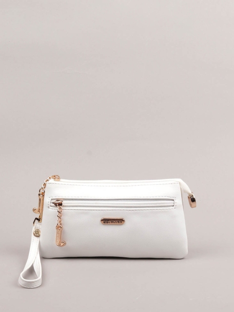 

ODETTE Women White Foldover Clutch