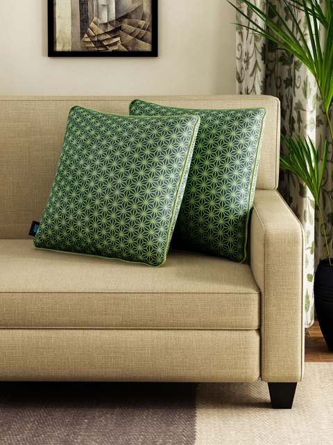 

S9home by Seasons Green Set of 2 Patterned 16'' x 16'' Square Cushion Covers
