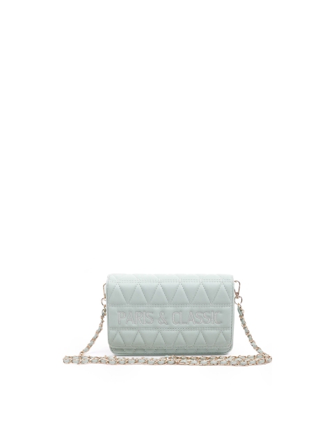 

ODETTE Green & Gold-Toned Textured Foldover Clutch