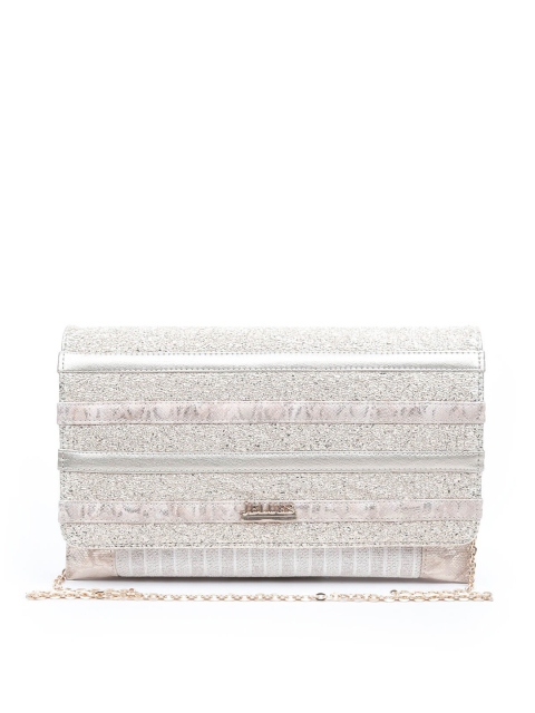 

ODETTE Women Off White Embroidered Foldover Clutch
