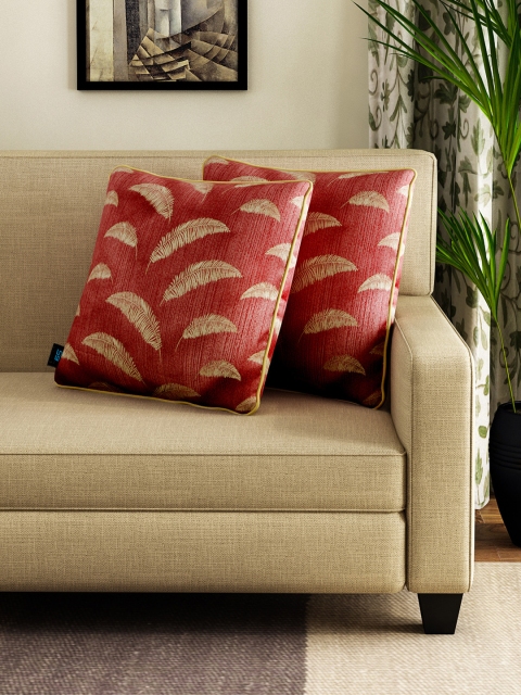 

S9home by Seasons Rust Red Set of 2 Patterned 20'' x 20'' Square Cushion Covers