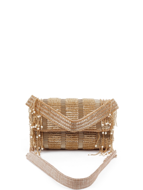 

ODETTE Gold-Toned Embellished Foldover Clutch