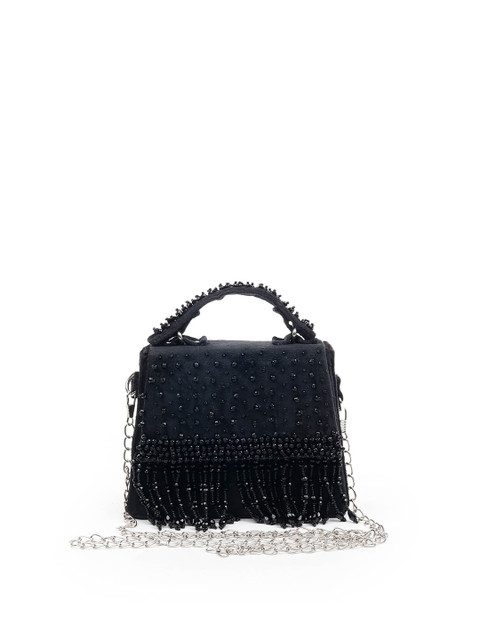 

ODETTE Black Embroidered Foldover Clutch