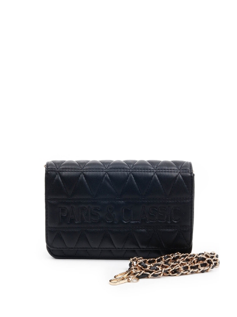 

ODETTE Black Textured Foldover Clutch