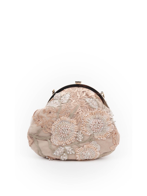 

ODETTE Women Beige & White Embroidered Potli Clutch