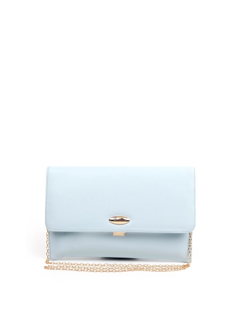 

ODETTE Women Blue & Gold-Toned Foldover Clutch With Shoulder Strap