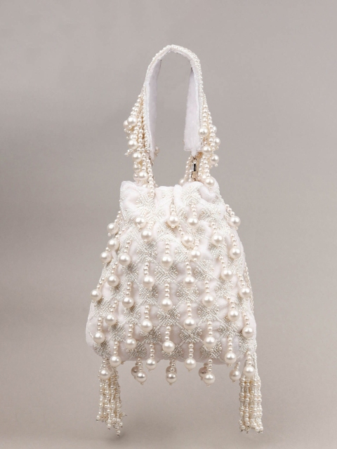 

ODETTE White Pearl Embellished Potli Clutch