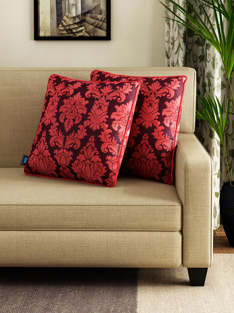 

S9home by Seasons Red Set of 2 Patterned 16'' x 16'' Square Cushion Covers
