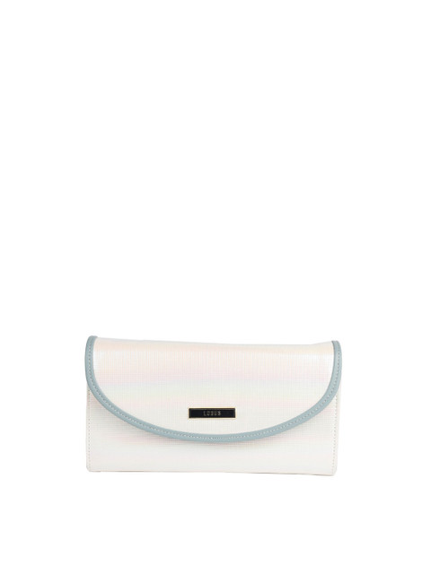

ODETTE Blue & Cream-Coloured Foldover Clutch