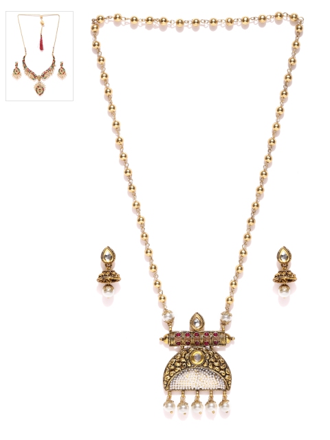 

Zaveri Pearls Set of 2 Stone-Studded Beaded Jewellery Sets, Multi