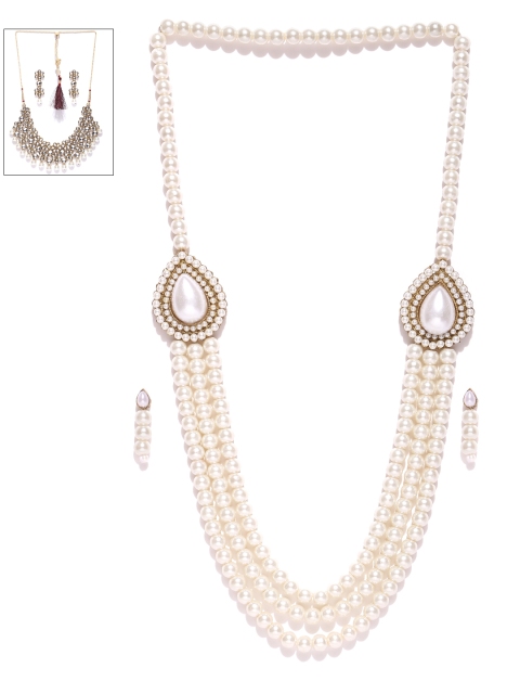 

Zaveri Pearls Set of 2 Off-White & Gold-Toned Beaded Jewellery Sets