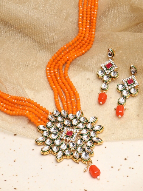 

SOHI Gold-Plated Gold-Toned Kundan Studded Jewellery Set