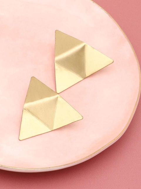 

SOHI Gold Plated Geometric Studs Earrings