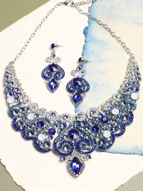 

SOHI Silver-Plated Stone-Studded Jewellery Set
