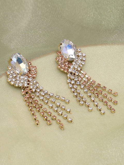 

SOHI Women White Gold-Plated Gold-Plated Contemporary Drop Earrings