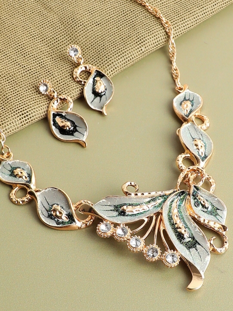 

SOHI Women Gold-Plated White Stone-Studded Jewellery Set