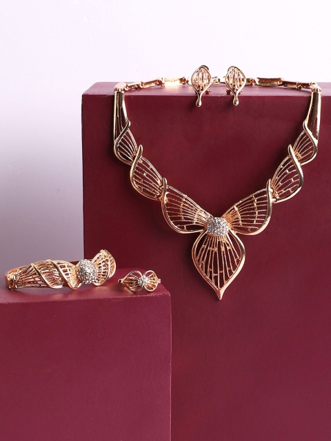 

SOHI Women Gold-Plated & White Stones-Studded Designer Jewellery Set
