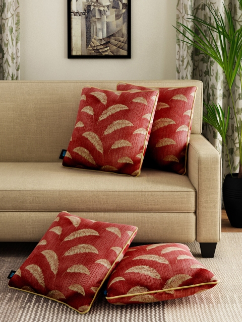 

S9home by Seasons Rust Red Set of 4 Patterned 20'' x 20'' Square Cushion Covers