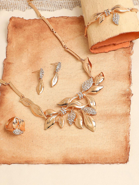 

SOHI Gold-Plated & White Stones-Studded Designer Jewellery Set