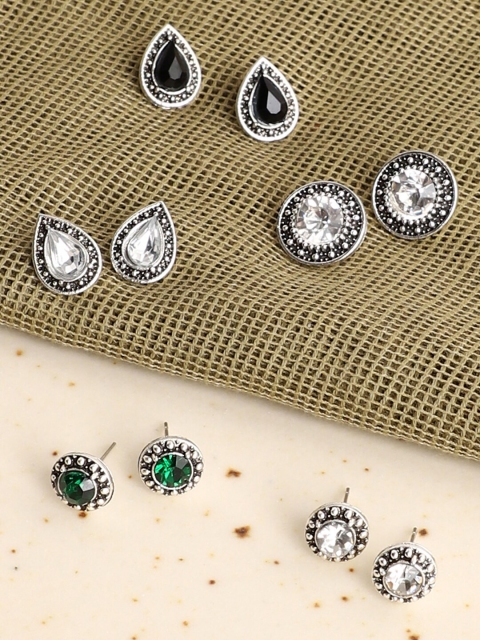 

SOHI Set of 5 Black Contemporary Studs Earrings