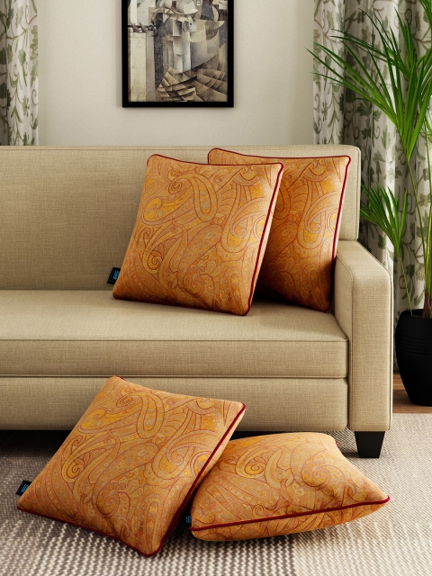 

S9home by Seasons Orange Set of 4 Patterned 20" x 20" Square Cushion Covers